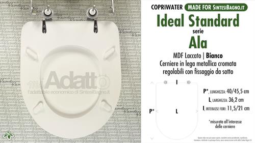COPRIWATER per wc ALA/IDEAL STANDARD. Ricambio ADATTABILE. MDF Laccato
