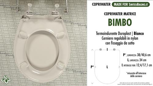 Copriwater MATRICE SINTESIBAGNO “BIMBO”. BIANCO. Forma “OVALE”
