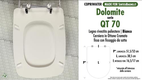 WC-Seat MADE for wc QT70/DOLOMITE Model. Type DEDICATED. Wood Covered