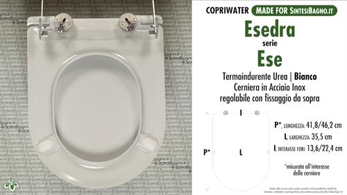Abattant wc MADE pour ESE/ESEDRA modèle. SOFT CLOSE. PLUS Quality. Duroplast