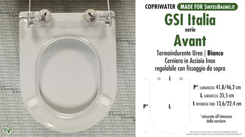 WC-Seat MADE for wc AVANT/GSI model. PLUS Quality. Duroplast