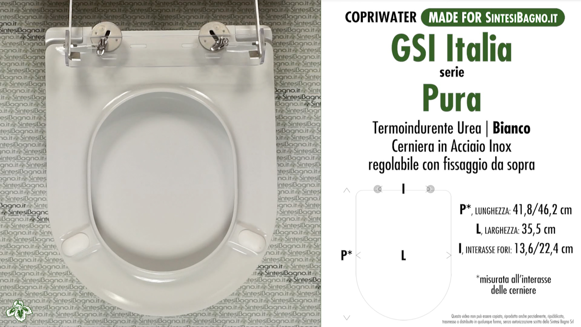 COPRIWATER per wc PURA. GSI. SOFT CLOSE. Ricambio DEDICATO. Duroplast ✓   online!
