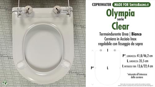 COPRIWATER per wc CLEAR. OLYMPIA. Ricambio DEDICATO. Duroplast