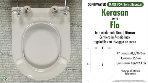 WC-Seat MADE for wc FLO'/KERASAN model. PLUS Quality. Duroplast