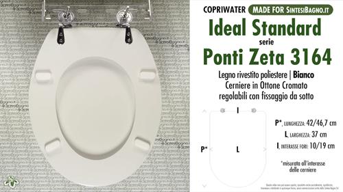 WC-Seat MADE for wc PONTI Z/IDEAL STANDARD Model. Type DEDICATED. Wood Covered