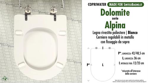 WC-Sitz MADE für wc ALPINA/DOLOMITE Modell. Typ GEWIDMETER