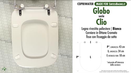WC-Sitz MADE für wc CLIO/GLOBO Modell. Typ GEWIDMETER. Polyester mit holzkern