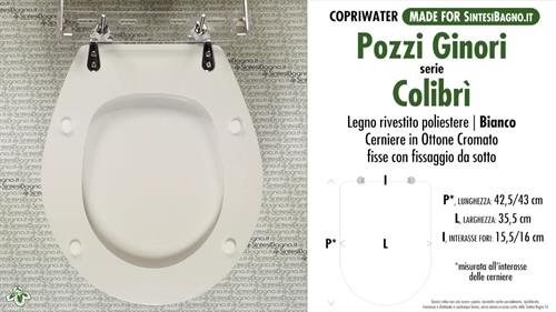 WC-Seat MADE for wc COLIBRI'/POZZI GINORI Model. Type DEDICATED. Wood Covered