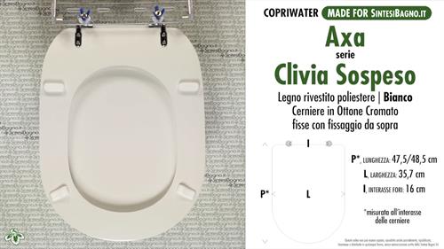 WC-Seat MADE for wc CLIVIA SOSPESO/AXA Model. Type DEDICATED. Wood Covered