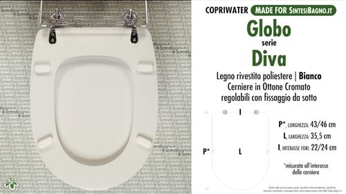 WC-Sitz MADE für wc DIVA/GLOBO Modell. Typ GEWIDMETER. Polyester mit holzkern