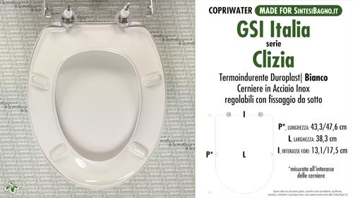 WC-Seat MADE for wc CLIZIA/GSI model. Type DEDICATED. Duroplast