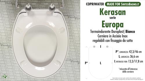 Abattant wc MADE pour EUROPA/KERASAN modèle. Type DÉDIÉ. Duroplast