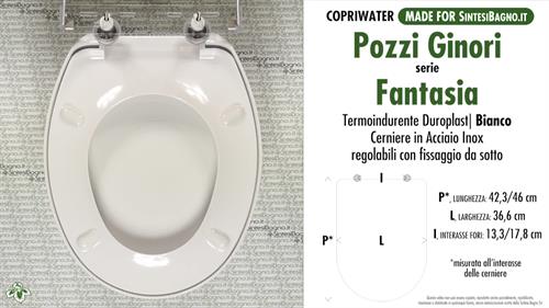 WC-Sitz MADE für wc FANTASIA/POZZI GINORI Modell. Typ GEWIDMETER. Duroplast
