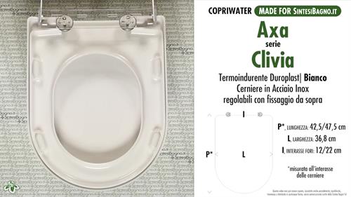 WC-Seat MADE for wc CLIVIA/AXA model. Type DEDICATED. Duroplast