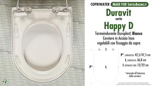 COPRIWATER per wc HAPPY D.. DURAVIT. Ricambio DEDICATO. Duroplast