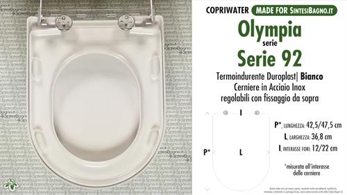 Abattant wc MADE pour SERIE 92/OLYMPIA modèle. Type DÉDIÉ. Duroplast