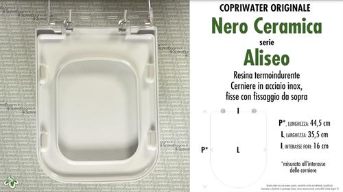 WC-Seat ALISEO/NERO CERAMICA model. Type ORIGINAL. Duroplast