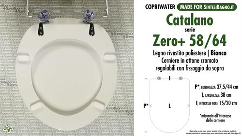 WC-Seat MADE for wc ZERO+ 58/64/CATALANO Model. Type DEDICATED. Wood Covered