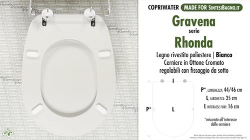 WC-Seat MADE for wc RHONDA/GRAVENA Model. Type DEDICATED. Wood Covered