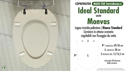 WC-Sitz MADE für wc MONVAS/IDEAL STANDARD Modell. STANDARD WEISS. Typ GEWIDMETER