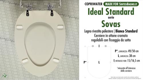 Abattant wc MADE pour SOVAS/IDEAL STANDARD modèle. BLANC STANDARD. Type DÉDIÉ