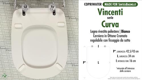 WC-Seat MADE for wc CURVA/VINCENTI Model. Type DEDICATED. Wood Covered