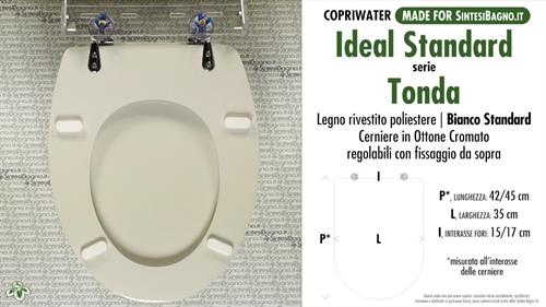 WC-Seat MADE for wc TONDA/IDEAL STANDARD Model. STANDARD WHITE. Type DEDICATED