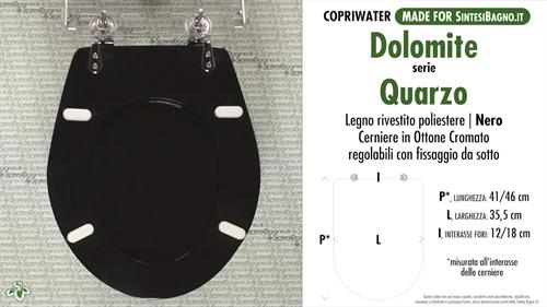 WC-Seat MADE for wc QUARZO/DOLOMITE Model. BLACK. Type DEDICATED. Wood Covered