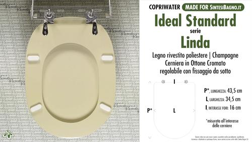 Abattant wc MADE pour LINDA/IDEAL STANDARD modèle. CHAMPAGNE. Type DÉDIÉ