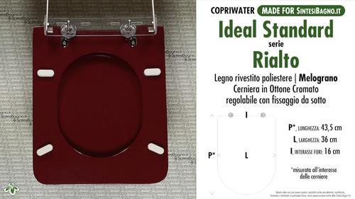 WC-Seat MADE for wc RIALTO/IDEAL STANDARD Model. POMEGRANATE. Type DEDICATED