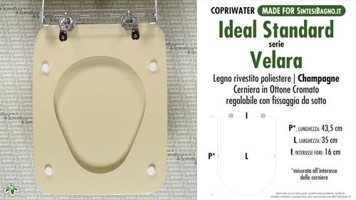 Abattant wc MADE pour VELARA/IDEAL STANDARD modèle. CHAMPAGNE. Type DÉDIÉ