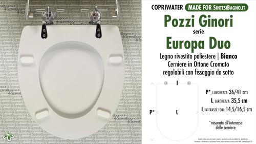 Abattant wc MADE pour EUROPA DUO/POZZI GINORI modèle. Type DÉDIÉ. Bois recouvert