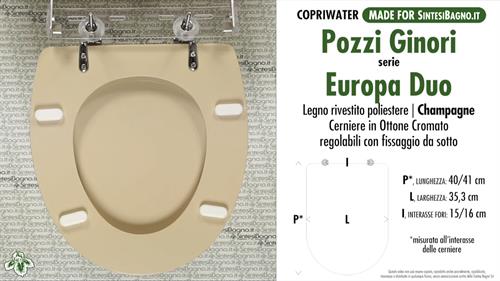 Abattant wc MADE pour EUROPA DUO/POZZI GINORI modèle. CHAMPAGNE. Type DÉDIÉ