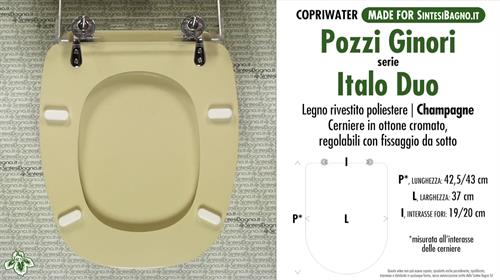 Abattant wc MADE pour ITALO DUO/POZZI GINORI modèle. CHAMPAGNE. Type DÉDIÉ