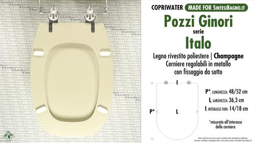 WC-Seat MADE for wc ITALO/POZZI GINORI Model. CHAMPAGNE. Type DEDICATED