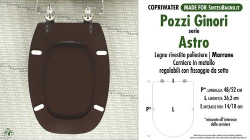 WC-Seat MADE for wc ASTRO/POZZI GINORI Model. BROWN. Type DEDICATED