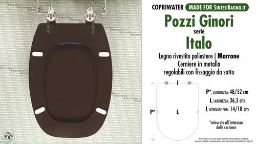 WC-Seat MADE for wc ITALO/POZZI GINORI Model. BROWN. Type DEDICATED