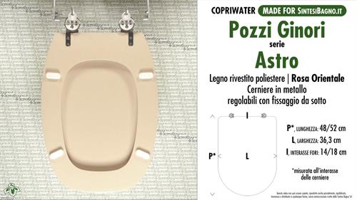 Abattant wc MADE pour ITALO/POZZI GINORI modèle. ROSE EST. Type DÉDIÉ