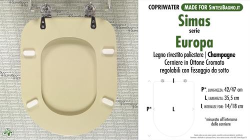 Abattant wc MADE pour EUROPA/SIMAS modèle. CHAMPAGNE. Type DÉDIÉ