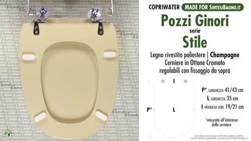 WC-Seat MADE for wc STILE/POZZI GINORI Model. CHAMPAGNE. Type DEDICATED