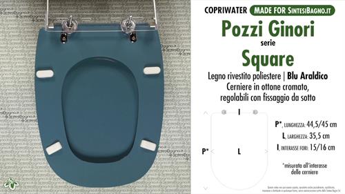 WC-Seat MADE for wc SQUARE POZZI GINORI Model. HERALDIC BLUE. Type DEDICATED