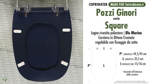 WC-Seat MADE for wc SQUARE POZZI GINORI Model. NAVY BLUE. Type DEDICATED