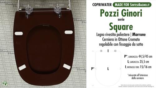 WC-Seat MADE for wc SQUARE POZZI GINORI Model. BROWN. Type DEDICATED