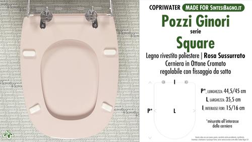 WC-Seat MADE for wc SQUARE POZZI GINORI Model. WHISPERED PINK. Type DEDICATED