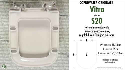 Abattant wc S20/VITRA modèle. Type ORIGINAL. Duroplast