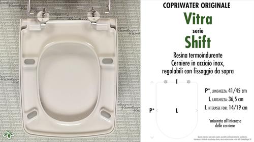 COPRIWATER per wc SHIFT. VITRA. Ricambio ORIGINALE. Duroplast