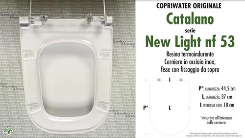 COPRIWATER per wc NEW LIGHT nf 53. CATALANO. Ricambio ORIGINALE. SOFT CLOSE