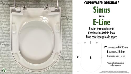 Abattant wc E-LINE/SIMAS modèle. Type ORIGINAL. Duroplast