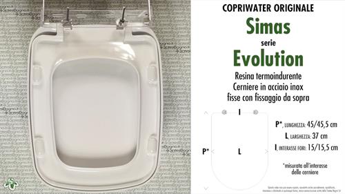 COPRIWATER per wc EVOLUTION. SIMAS. Ricambio ORIGINALE. Duroplast