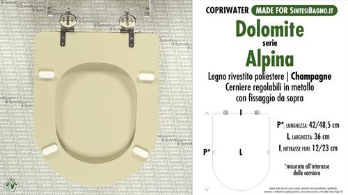 WC-Sitz MADE für wc ALPINA DOLOMITE Modell. CHAMPAGNE. Typ GEWIDMETER